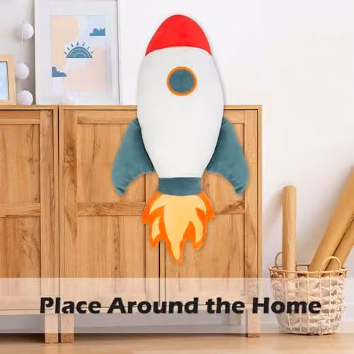 VFM e-Store White Rocket Plush Wall Decoration for Kids and Christmas Parties, W/H: 51 x 25 cm – 3