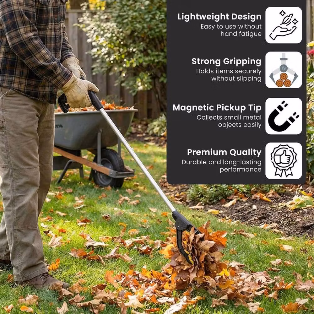 EONLION Pack of 8 Silver Hand Pick Up Litter Pickers, Length: 100 cm – 2