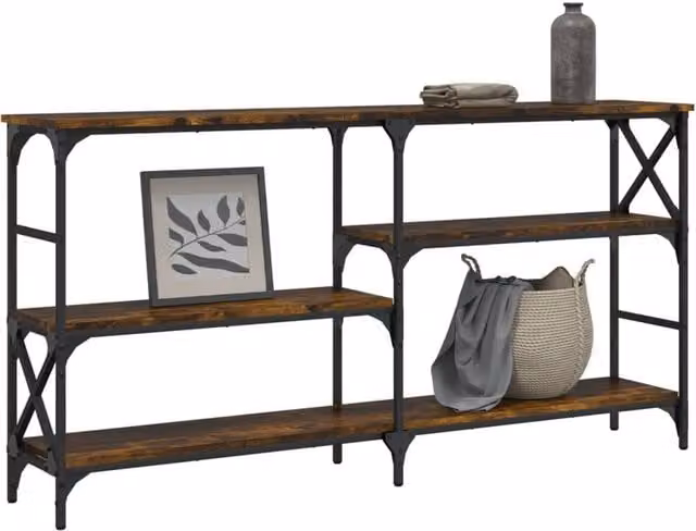 Berkfield Home Decorative Console Table in Smoked Oak Brown, W/D/H: 150 x 29 x 76.5 cm