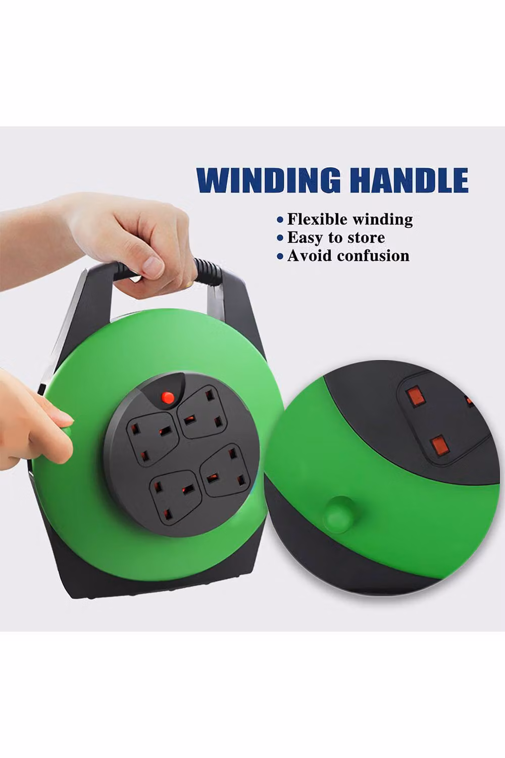 ExtraStar 4 Gang Heavy-Duty 13A 15M Indoor Cable Reel in Green – 2