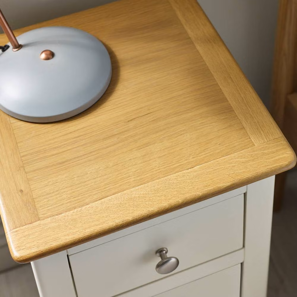 Cheshire Premium Langford White and Oak 3 Drawer Compact Bedside Table – 3