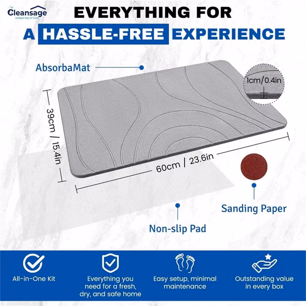 Nordara Grey Diatomite Stone Quick Drying Bath Mat – 2