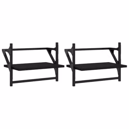 vidaXL Set of 2 Wall Mounted Industrial Shelves with Bars, Black, W/D/H: 40 x 25 x 30 cm – 1