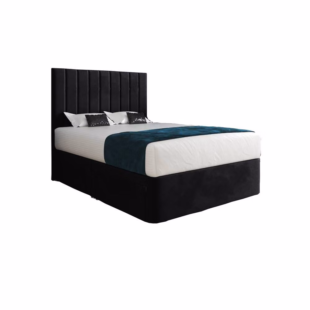 KDMD Quatt Modern Upholstered Velvet Designer Bed Frame with Drawers, Black, W/D/H: 200 x 200 cm – 2