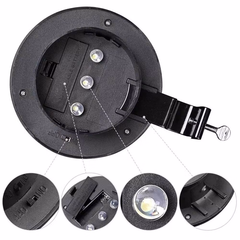 NESTLUNE 4-Pack Solar Powered LED Gutter Lights in Black with Dusk Sensor and Cool White Light – 4