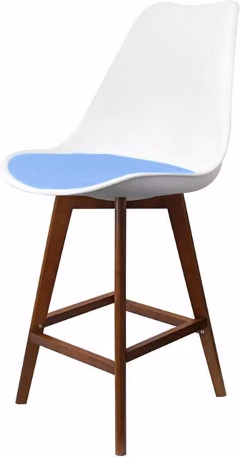 Fusion Living Modern Blue Plastic and Wood Bar Stool