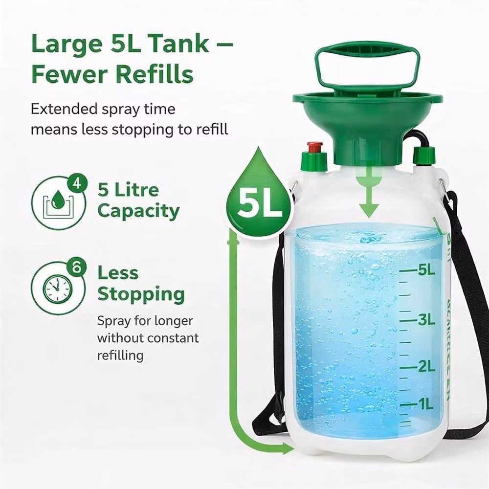 Spetlek 5L Manual Garden Pressure Sprayer Pump Bottle in White – 2