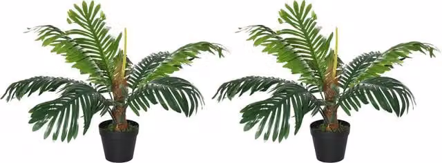 Outsunny 2 Pack Green Artificial Palm Trees with Nursery Pots, 60 cm Height for Indoor and Outdoor Décor – 1
