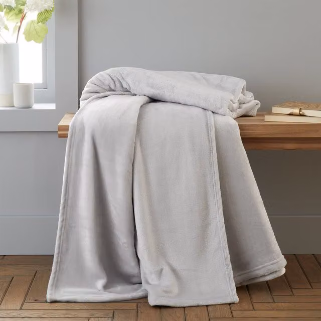Catherine Lansfield Raschel Velvet Touch Throw, Silver, W: 130 cm, L: 170 cm