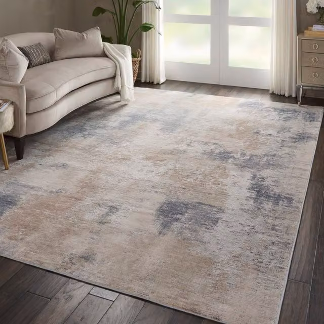 The Rug Shop UK Modern Abstract Stain-Resistant Area Rug in Sand, W: 280 cm, D: 380 cm