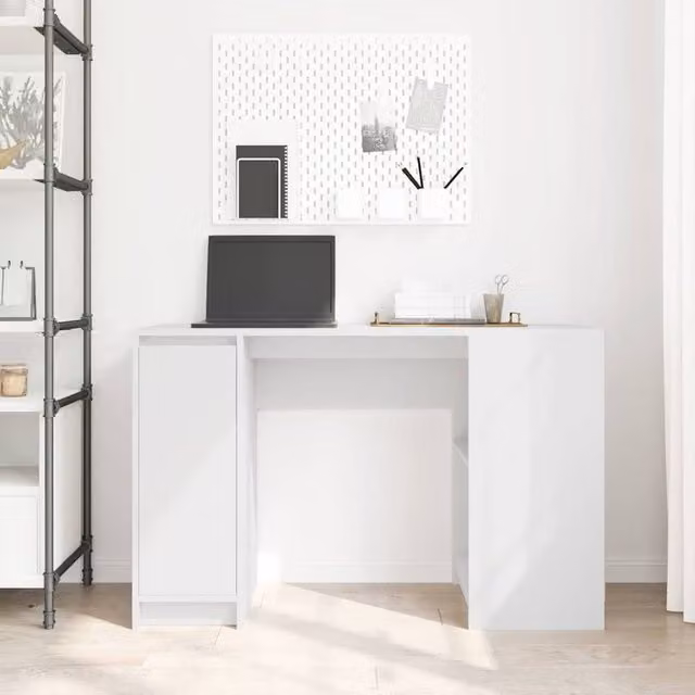 Berkfield Home Modern White Writing Desk in Engineered MDF, W/D/H: 120 x 42 x 76 cm