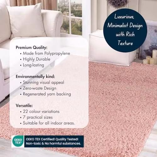Desire Rugs Modern Elegant Soft Shaggy Pink Area Rug, W: 60 cm, L: 220 cm – 4