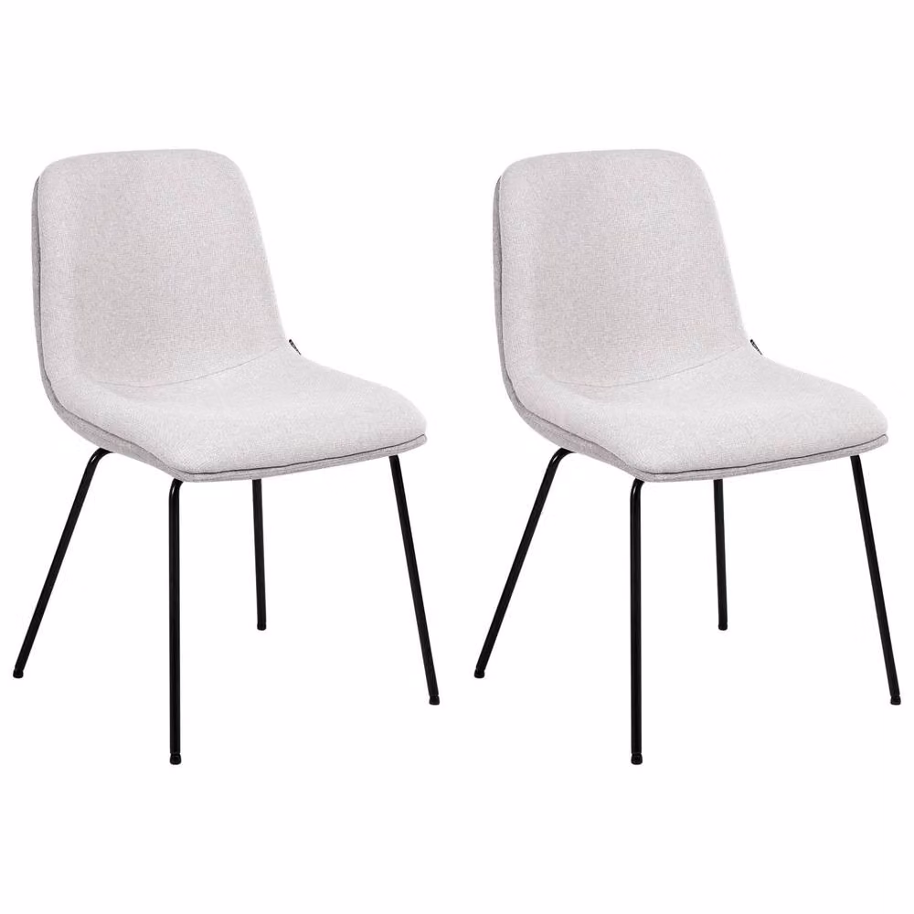 Wyld and Coco Set of 2 Armless Dining Chairs in Light Grey Woven Fabric – 2