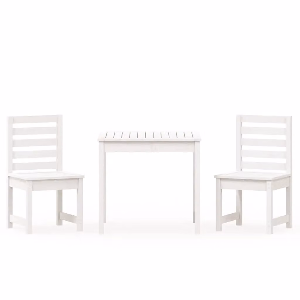 Berkfield Home 3 Piece White Solid Pine Wood Garden Bistro Set – 2
