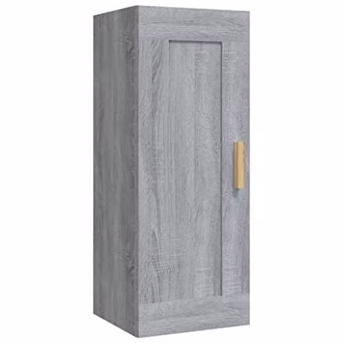 vidaXL Grey Modern Wall Cabinet with Hinged Doors and Internal Shelves W/D/H: 35 x 34 x 90 cm – 1