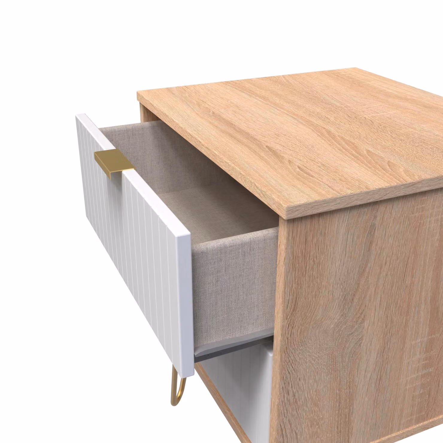 2 U Bexley 2 Drawer Bedside Cabinet in Natural and Gold – 2