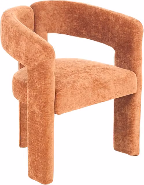 Livingandhome Orange Chenille Upholstered Tub Occasional Chair with Armrests