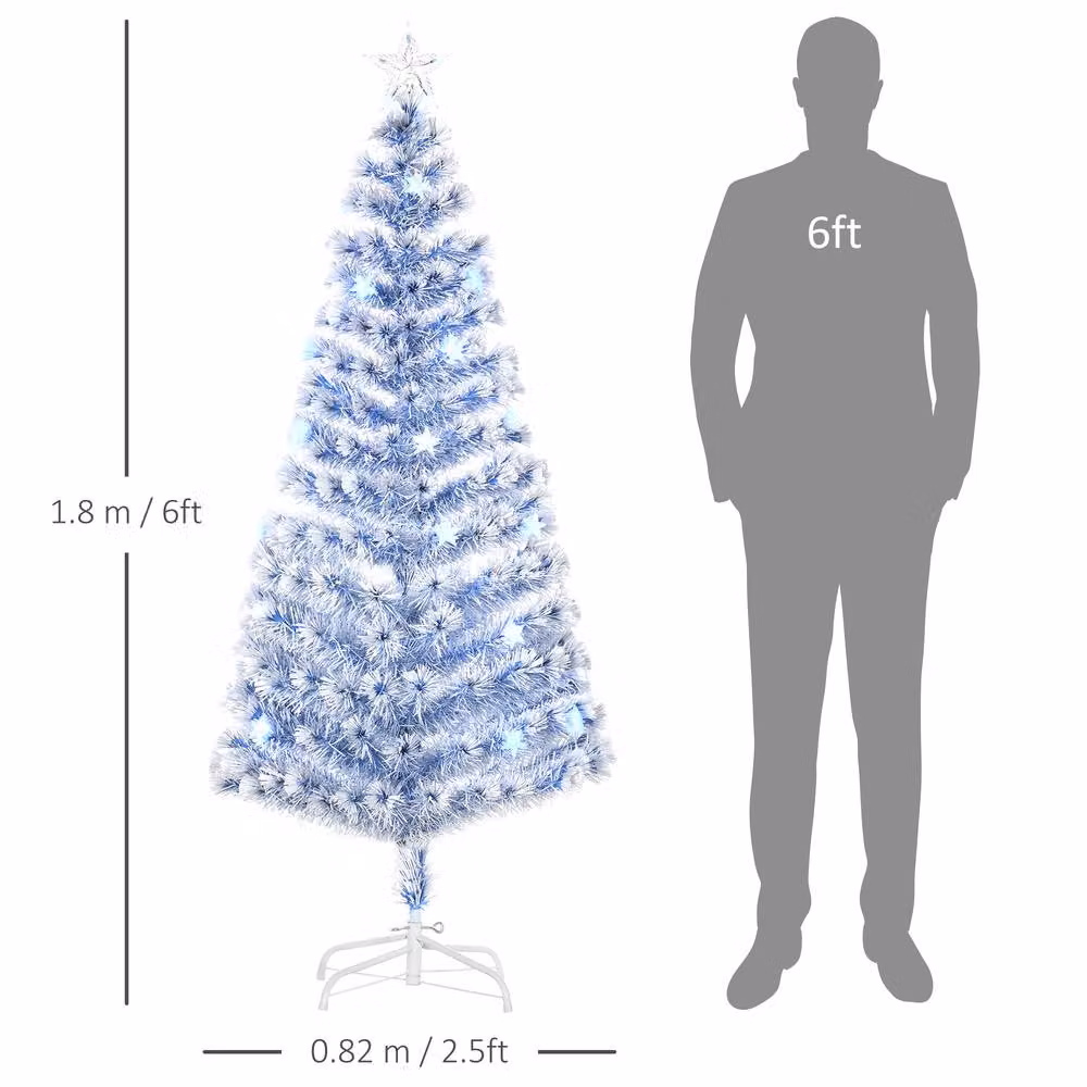 STILVORA Artificial Christmas Tree with LED Lights in White and Blue, Height: 180 cm – 3