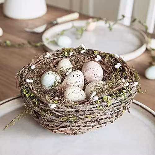 Lights4fun Multicolour Artificial Easter Egg Nest Spring Tabletop Indoor Decoration, H 15 cm x W 7 cm x D 7 cm – 2
