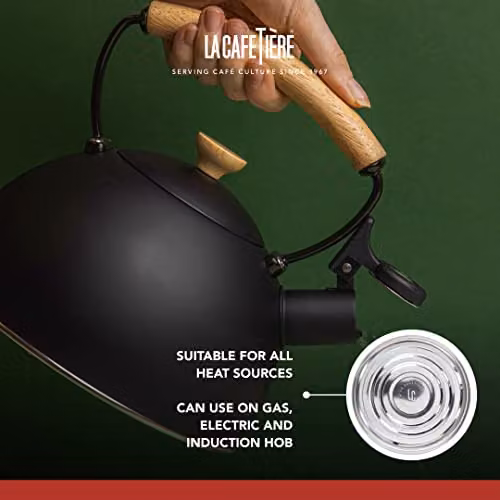 La Cafetiere Black Whistling Kettle with Wooden Handle – 4