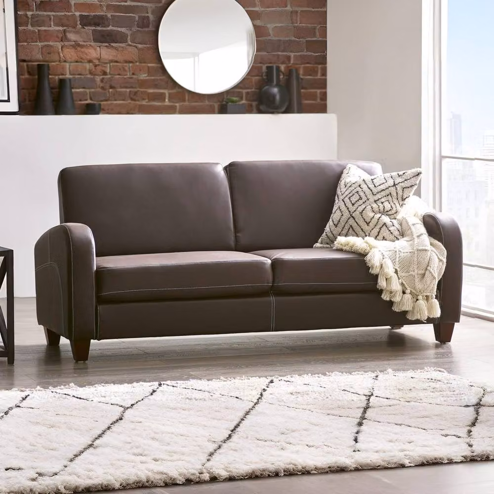 Cheshire Vivo 2 Seater Modern Upholstered Sofa in Chestnut Brown Synthetic Leather – 2