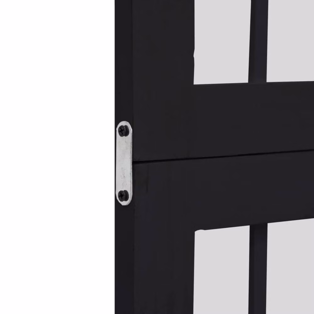 Berkfield Home 6 Panel Room Divider in Black Solid Paulownia Wood – 5