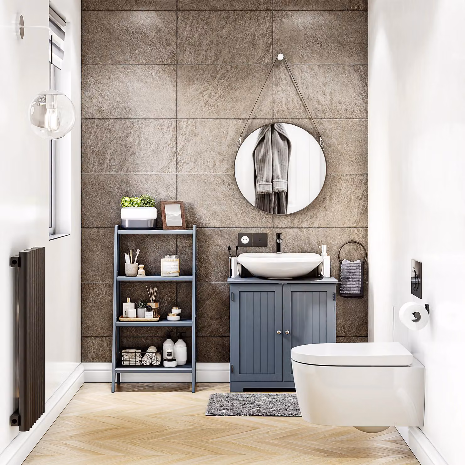 Bath Vida 4 Tier Freestanding Ladder Bathroom Storage Unit, Grey, H 90 x W 45 x D 30 cm – 4