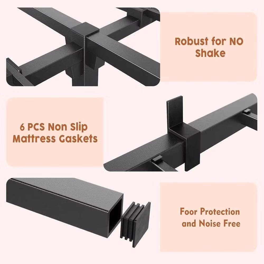 VOGREX Heavy Duty Metal Junior Bed Frame Platform in Black – 3