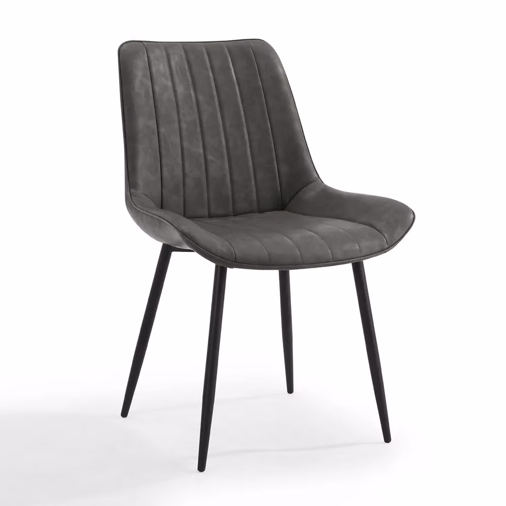 Home Detail Georgia Dining Chair Set of 2, Grey Faux Leather – 2