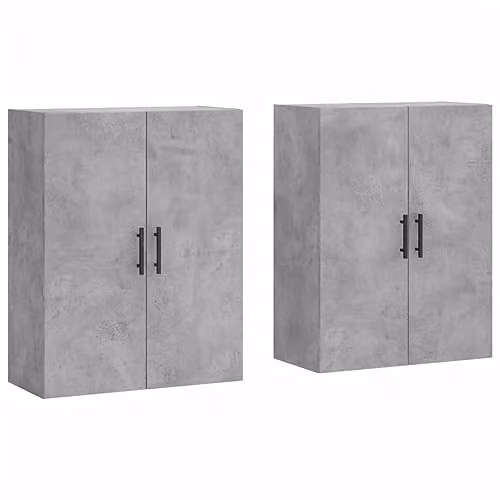 vidaXL Set of 2 Wall Mounted Cabinets in Concrete Grey, W/D/H: 69.5 x 34 x 90 cm – 1
