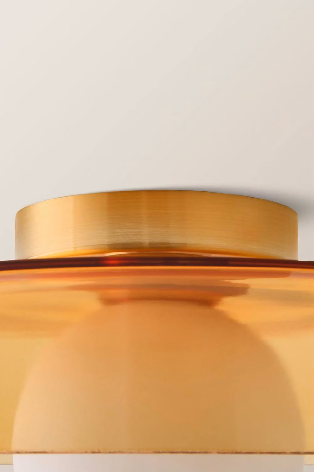 ValueLights Newbury Glass IP44 Amber Sphere Flush Ceiling Light with Bulb and Gold/Brass Finish – 3