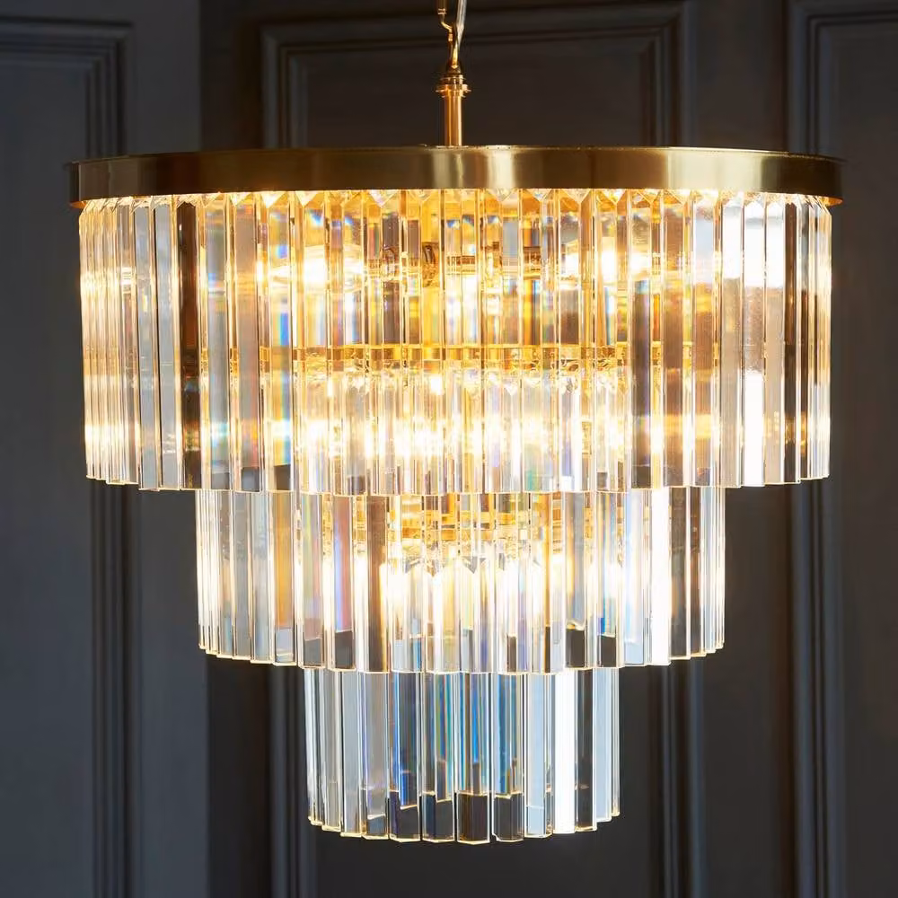 Netlighting Conaston Gold and Transparent Cut Glass Pendant Light with 7x E14 Sockets – 3