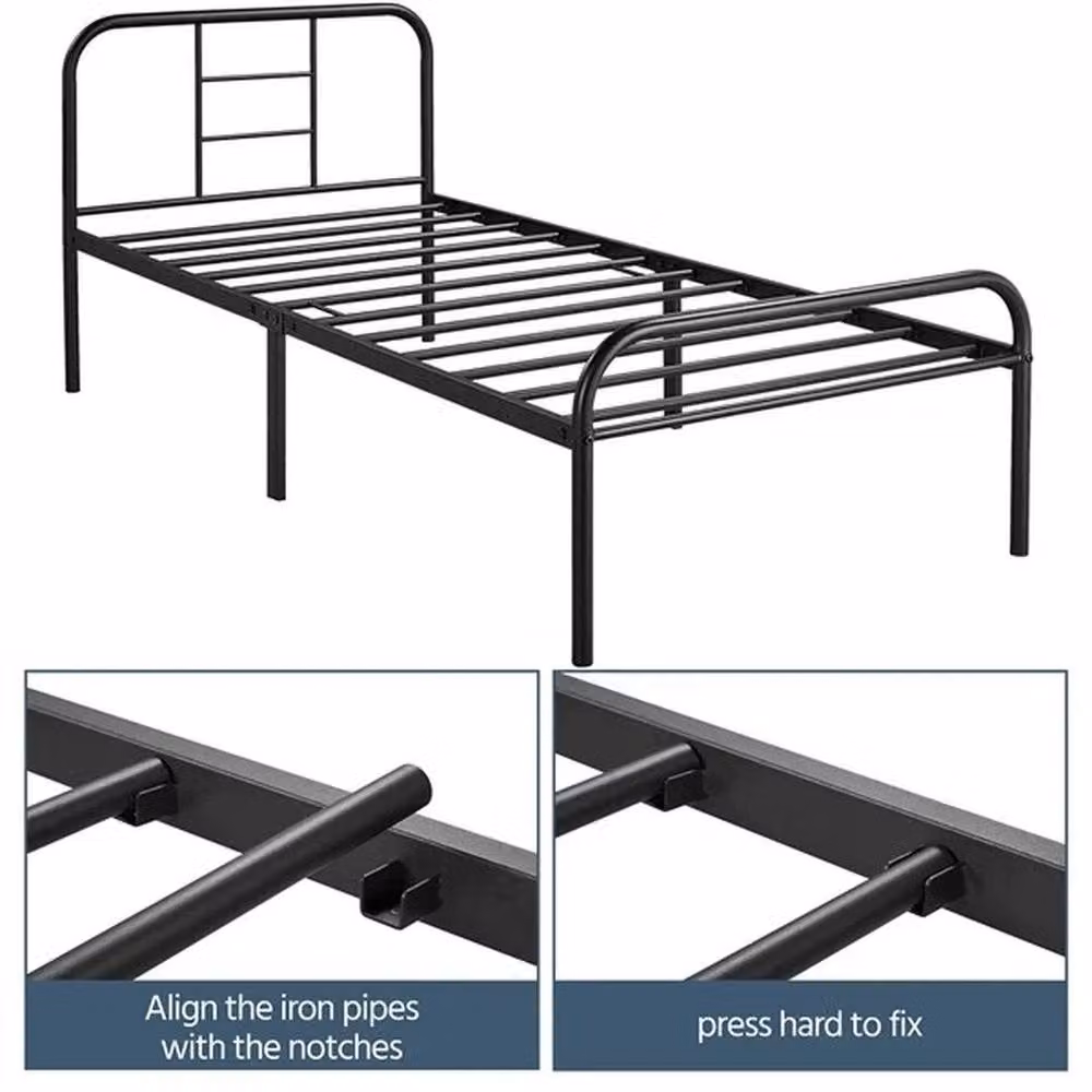 Kelvenix Black Single Metal Bed Frame, W/D/H: 90 x 190 cm – 3