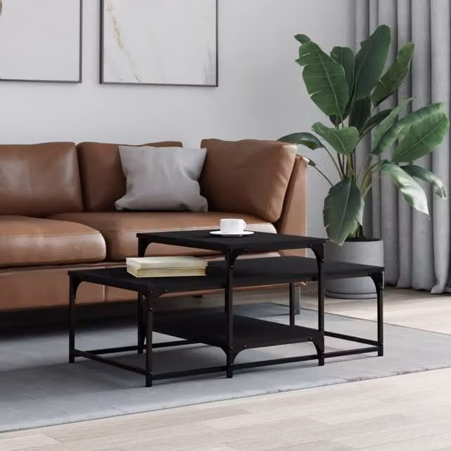 Berkfield Home Modern Black Coffee Table in Engineered Wood W: 102 cm, D: 60 cm, H: 45 cm