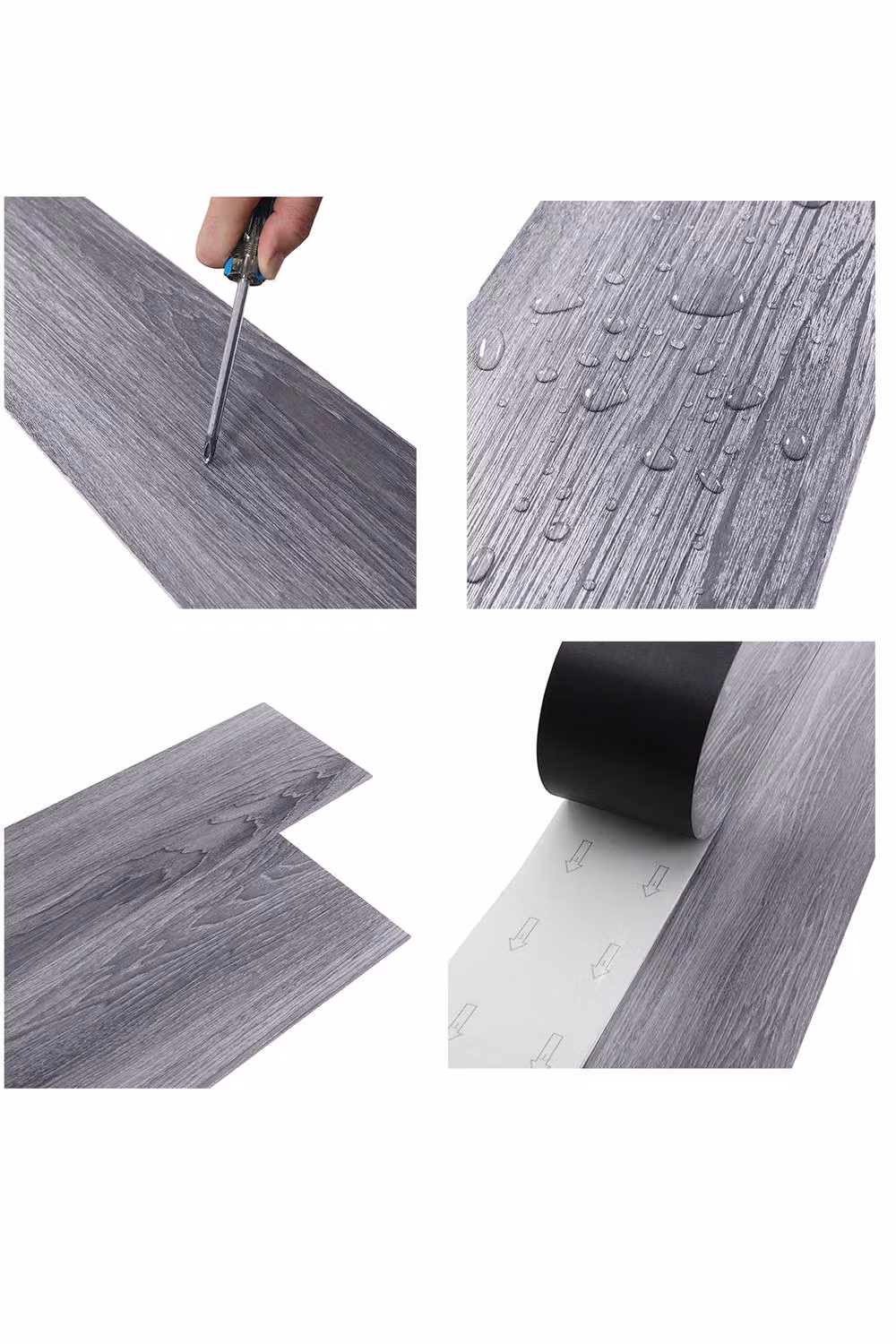 ExtraStar 36 Piece Self-Adhesive PVC Flooring Tiles in Grey Rustic Wood Look Plank Style – 3