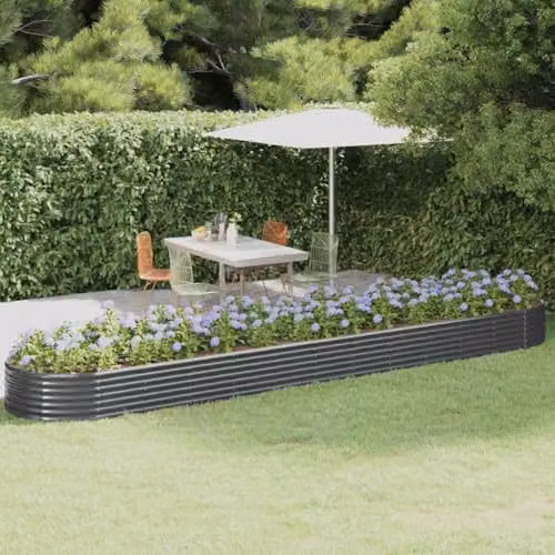 vidaXL Anthracite Galvanised Steel Garden Raised Bed W: 507 cm, D: 100 cm, H: 36 cm – 2