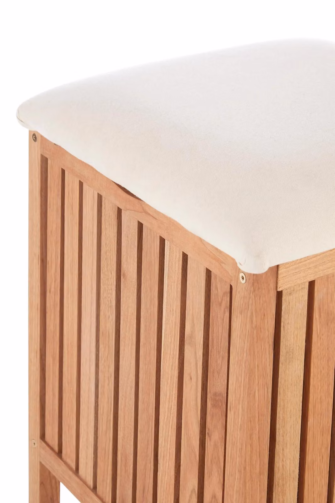 Orsina Dual Purpose Wood Storage Stool in Natural Walnut with Beige Fabric Seat – 3