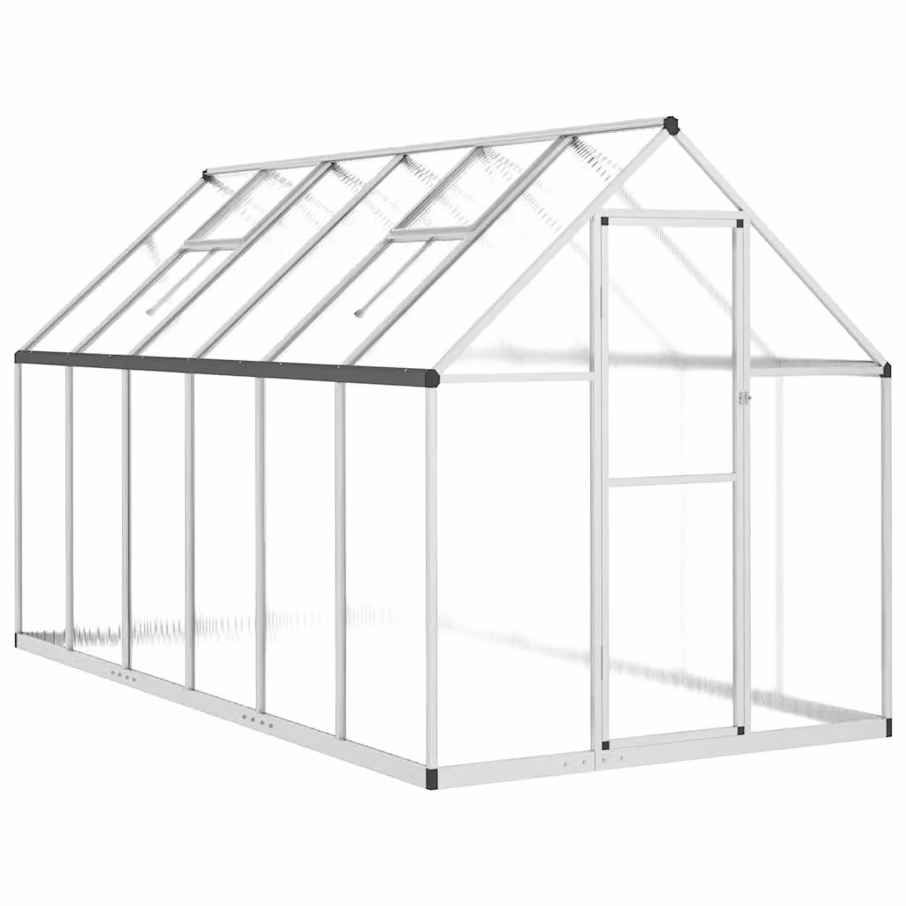 Berkfield Home Aluminium Greenhouse with Polycarbonate Panels and Base Frame, Silver, W: 334 cm, D: 169 cm, H: 195 cm – 2