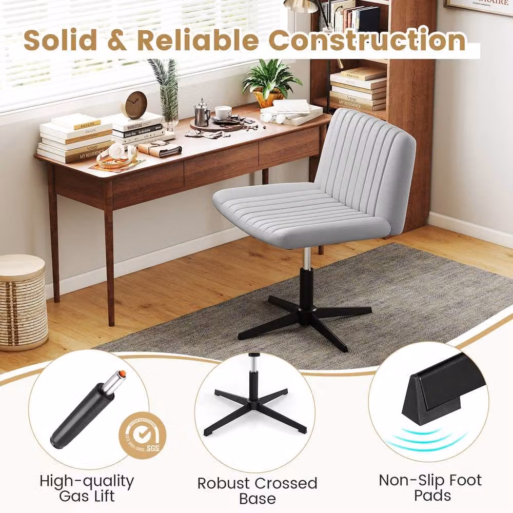 Costway Grey Fabric Height Adjustable Swivel Task Chair with 120 Degree Rocking Function – 4