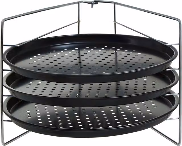 Orsina Three Tier Non-Stick Round Pizza Rack in Black