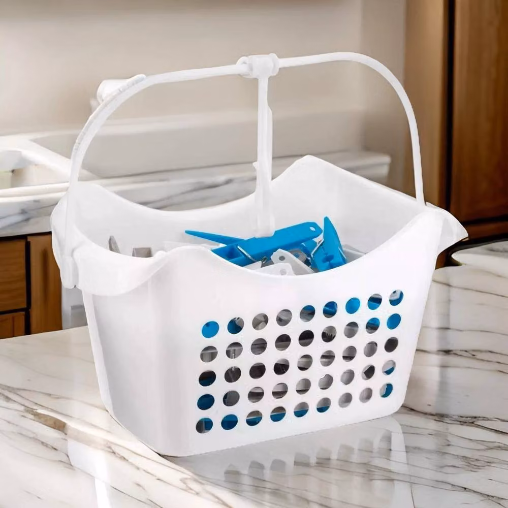 FLAVORA White Plastic Peg Basket for 50 Clothes and Garments – 3
