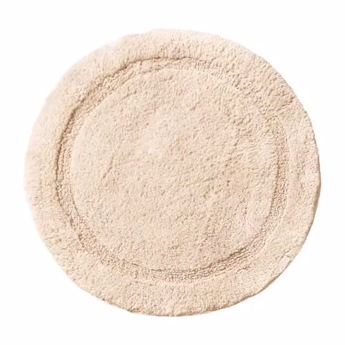 Allure Bath Fashions Round 100% Cotton Non-Slip Bath Mat in Sand/Beige, Diameter: 65 cm
