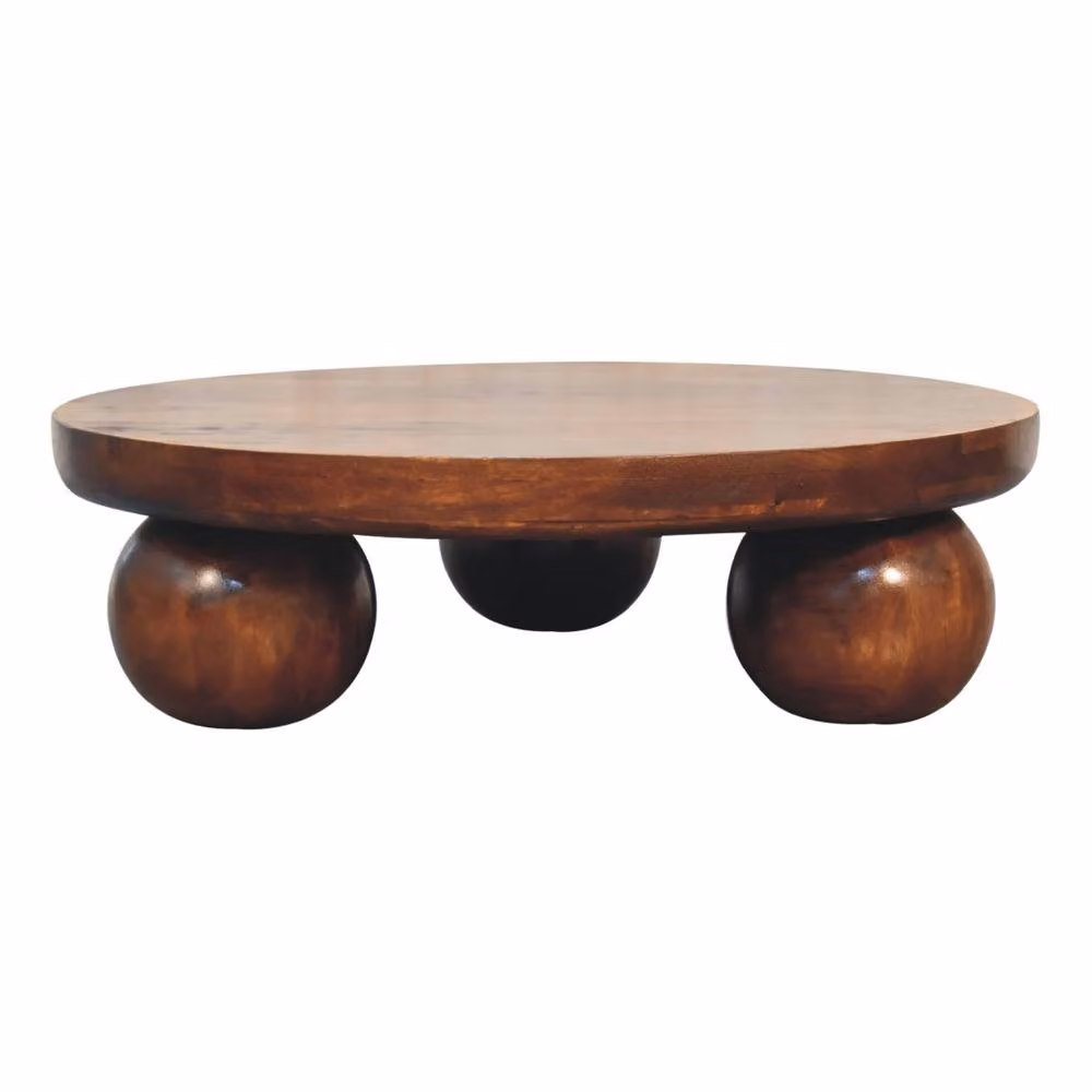 STILVORA Round Mango Wood Table in Brown with Matt Finish – 4