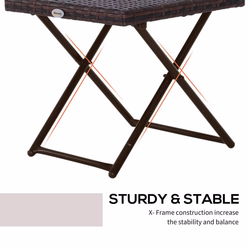 ERGOVEXA Folding Brown Polyrattan Garden Coffee Table, W/D/H: 40 x 40 x 40 cm – 7