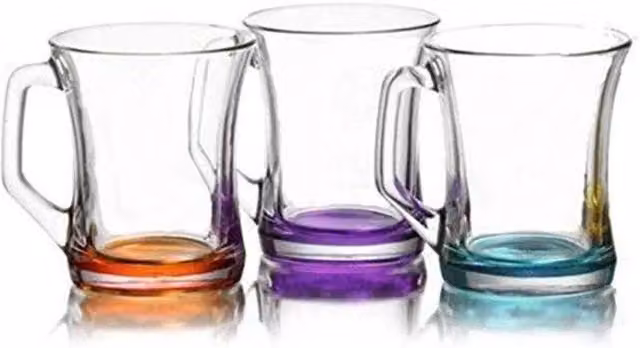KDMD Zen Coral Glass Tea Mug Set of 3, Clear, 225cc per mug – 1