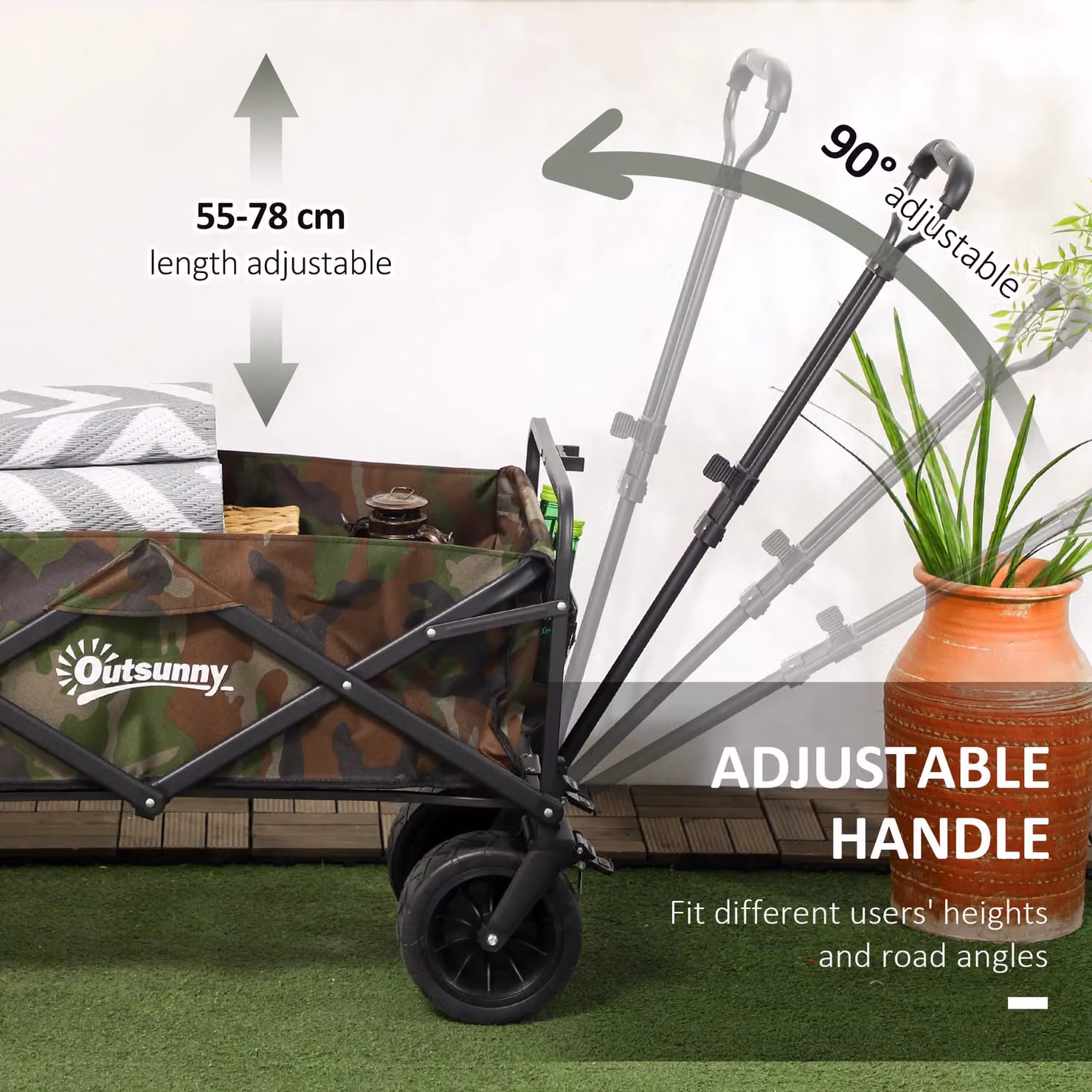 OUTSUNNY Foldable Garden Utility Wagon with Carry Bag, Green – 4