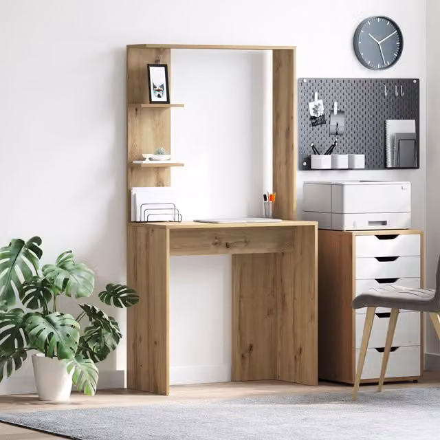 Berkfield Home Artisan Oak Writing Desk in Brown Engineered Wood