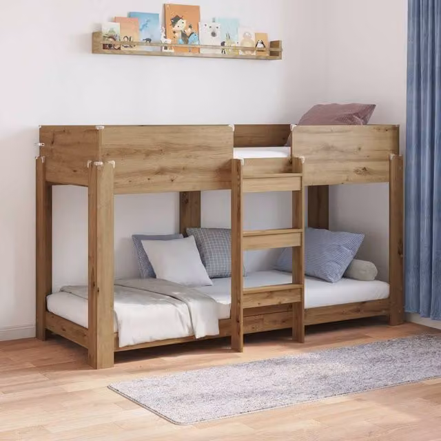 Berkfield Home Artisan Oak Bunk Bed for Kids in Brown, Engineered Wood, W/D/H: 75 x 190 cm – 1