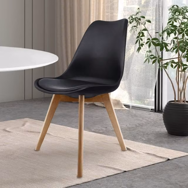 Fusion Living Soho Dining Chair in Black with Beech Wood Legs