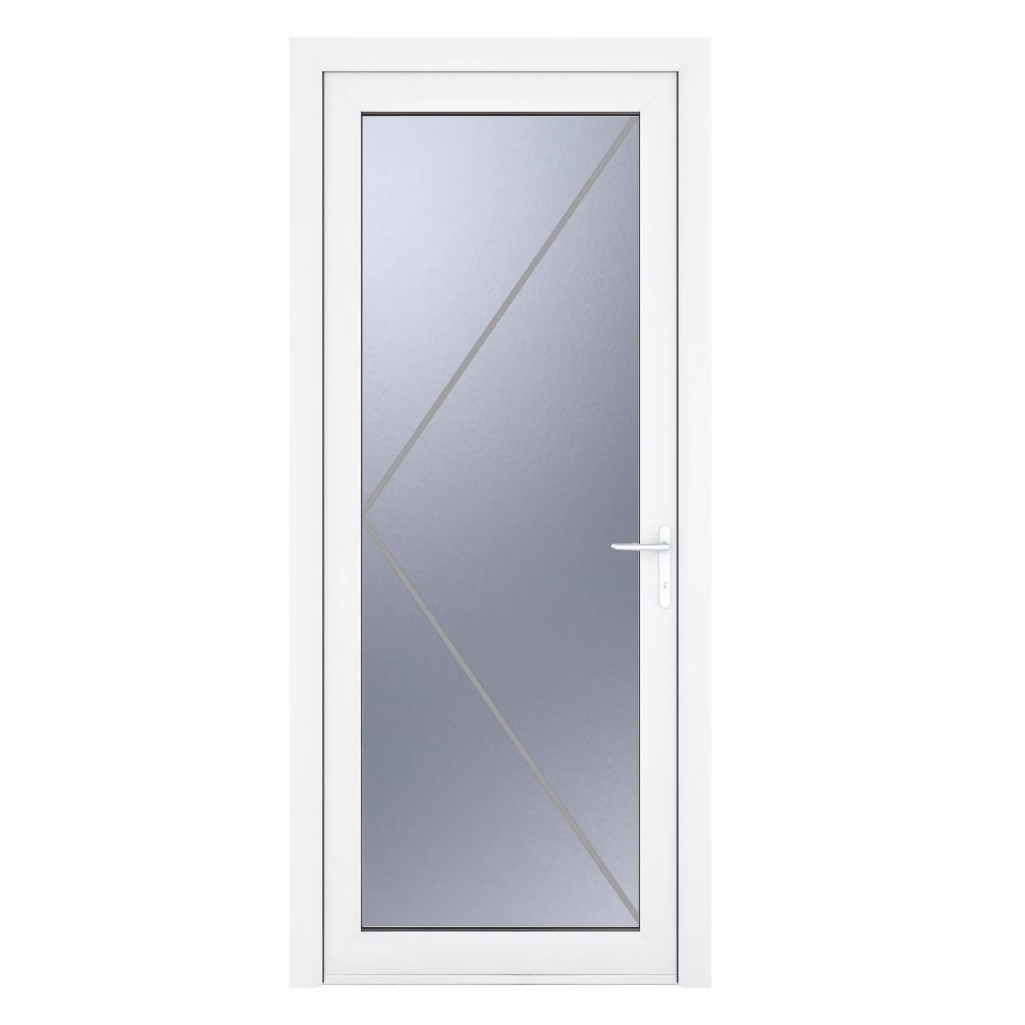 Crystal Direct White uPVC Single Door with Obscure Full Glass Insert, Left Hand, W: 92.0 cm, H: 209.0 cm – 2